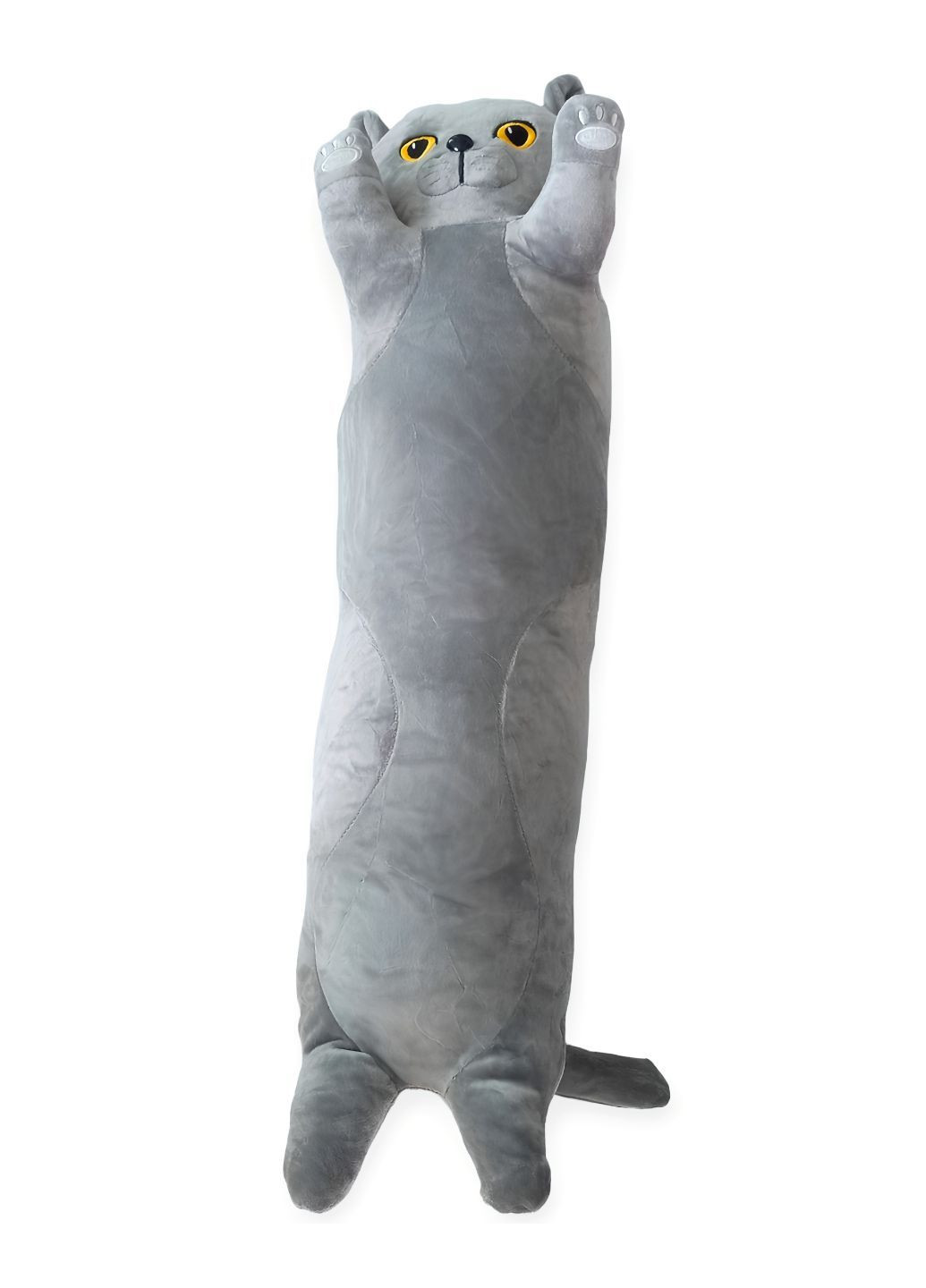 Кот батон 90 см с объемной мордочкой 3Д 3D мягкая игрушка антистресс подушка плюшевый котик обнимашка серый No Brand (289370331)