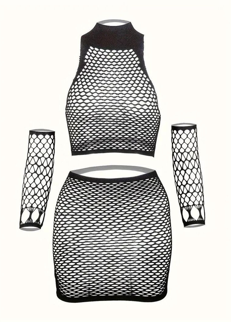 Костюм в сетку с открытым доступом, топ и юбка в сетку прозрачные Cindylove (291412430)
