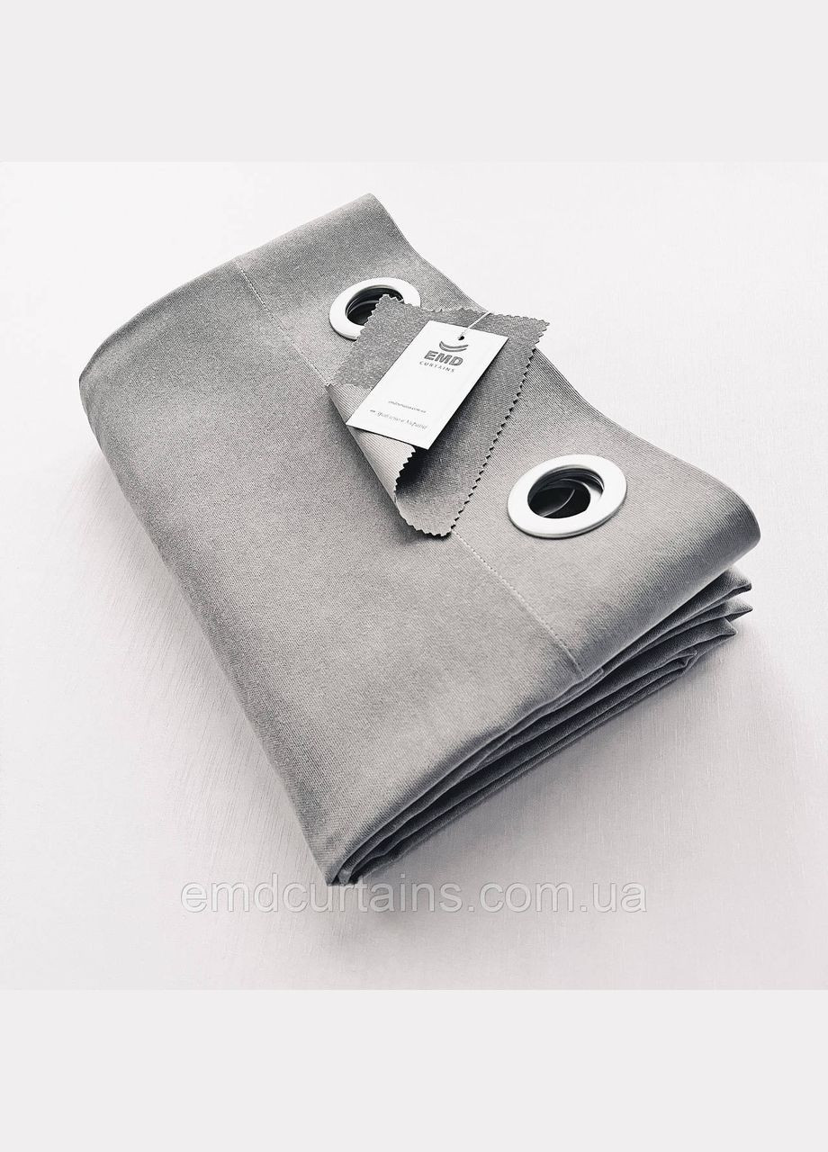Штора на серых люверсах 1 шт 355х250 см микровелюр Серый No Brand (337358345)