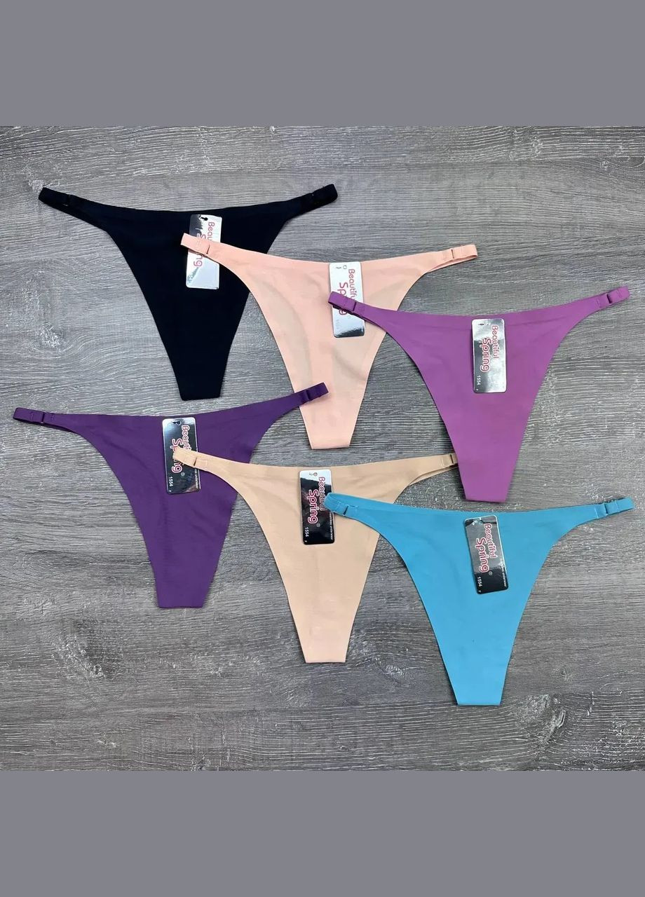 Набор женских трусиков стринг 6 шт No Brand Стрінги (325419107)
