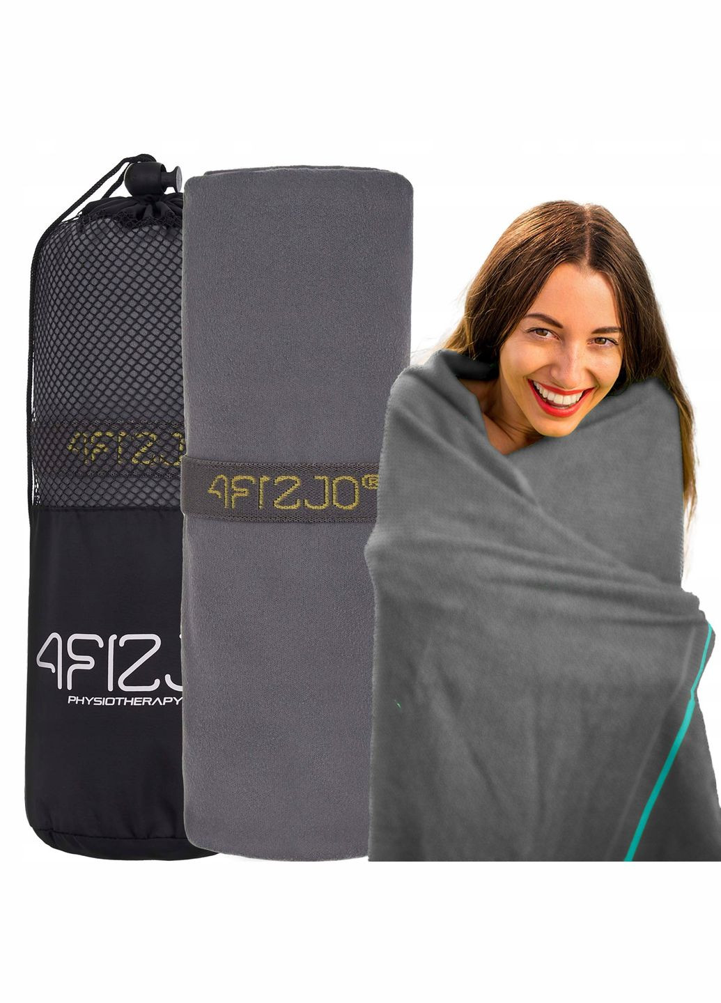 Полотенце спортивное XL 180 x 100 см из микрофибры 4FJ0420 Gray 4FIZJO серый
