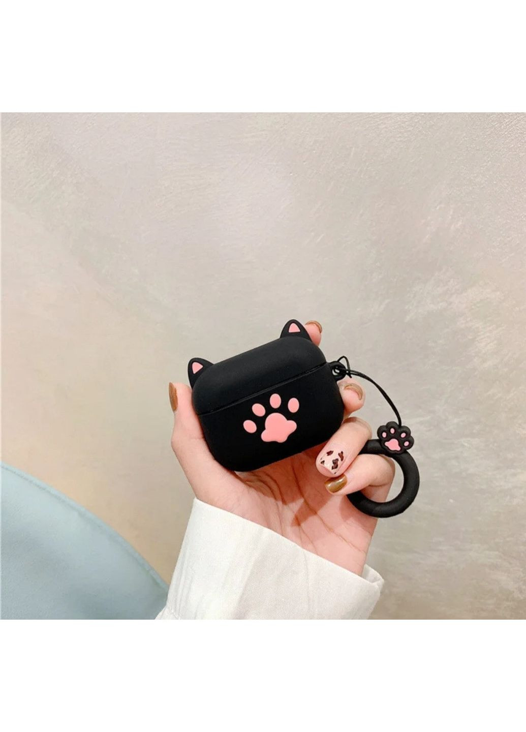 Чохол для навушників 2 чорна лапка котяча силіконовий Trends Airpods Pro (360897095)
