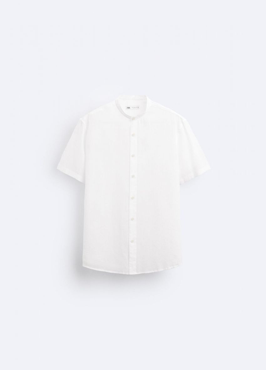 Сорочка Zara короткий рукав жатка стійка 6103 480 white (278235256)