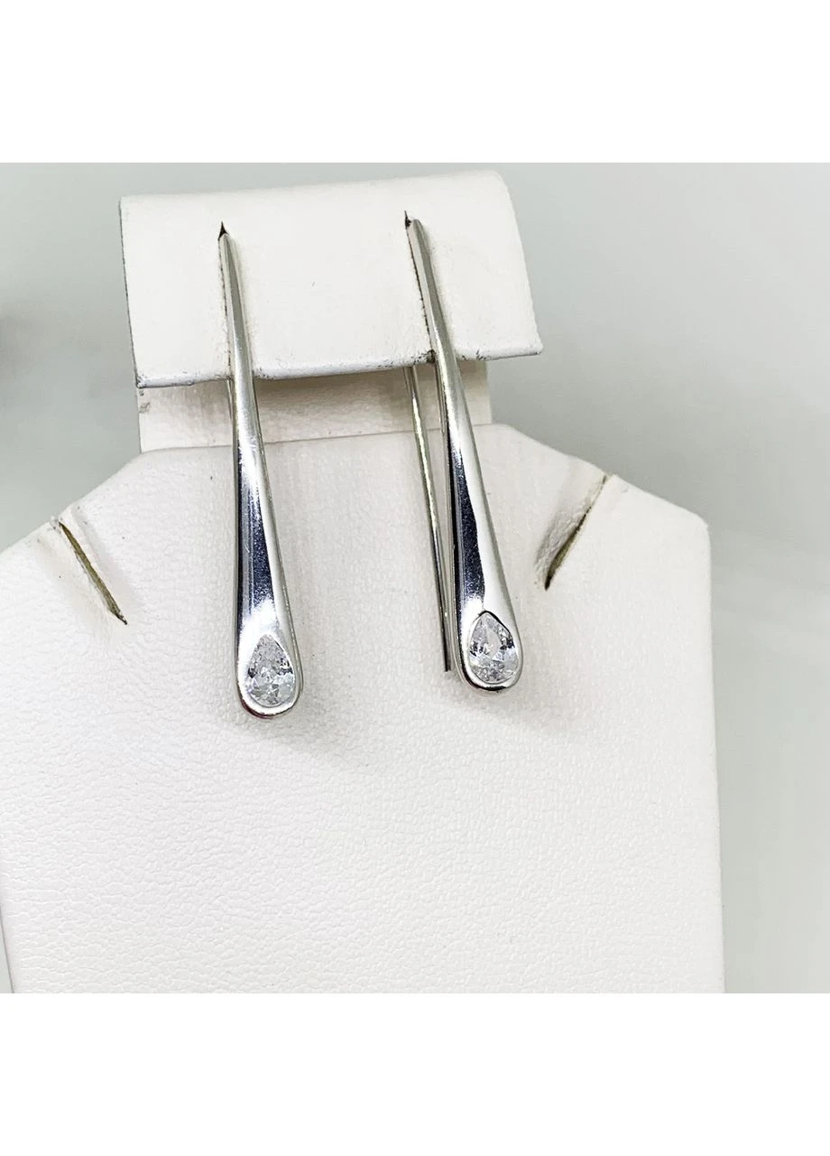 Серьги серебряные с фианитом "Тайл" 2,93 г No Brand (382906277)