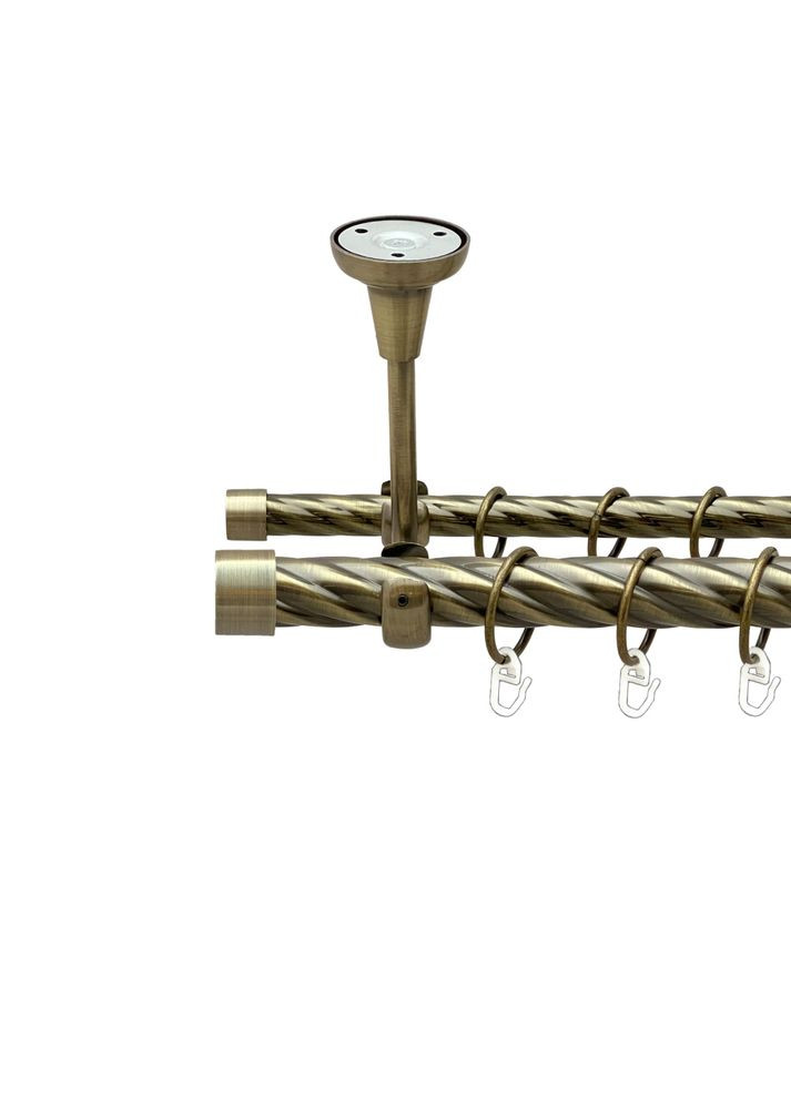 Карниз Заглушка металлический двухрядный открытый к потолку скрученная труба Антик 25\16 мм 200 см (00-00025773) ORVIT (300845642)