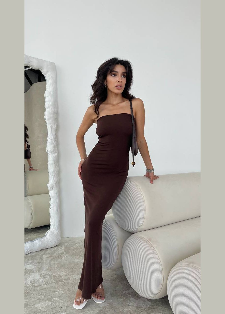 Коричнева повсякденний, кежуал сукня футляр No Brand однотонна