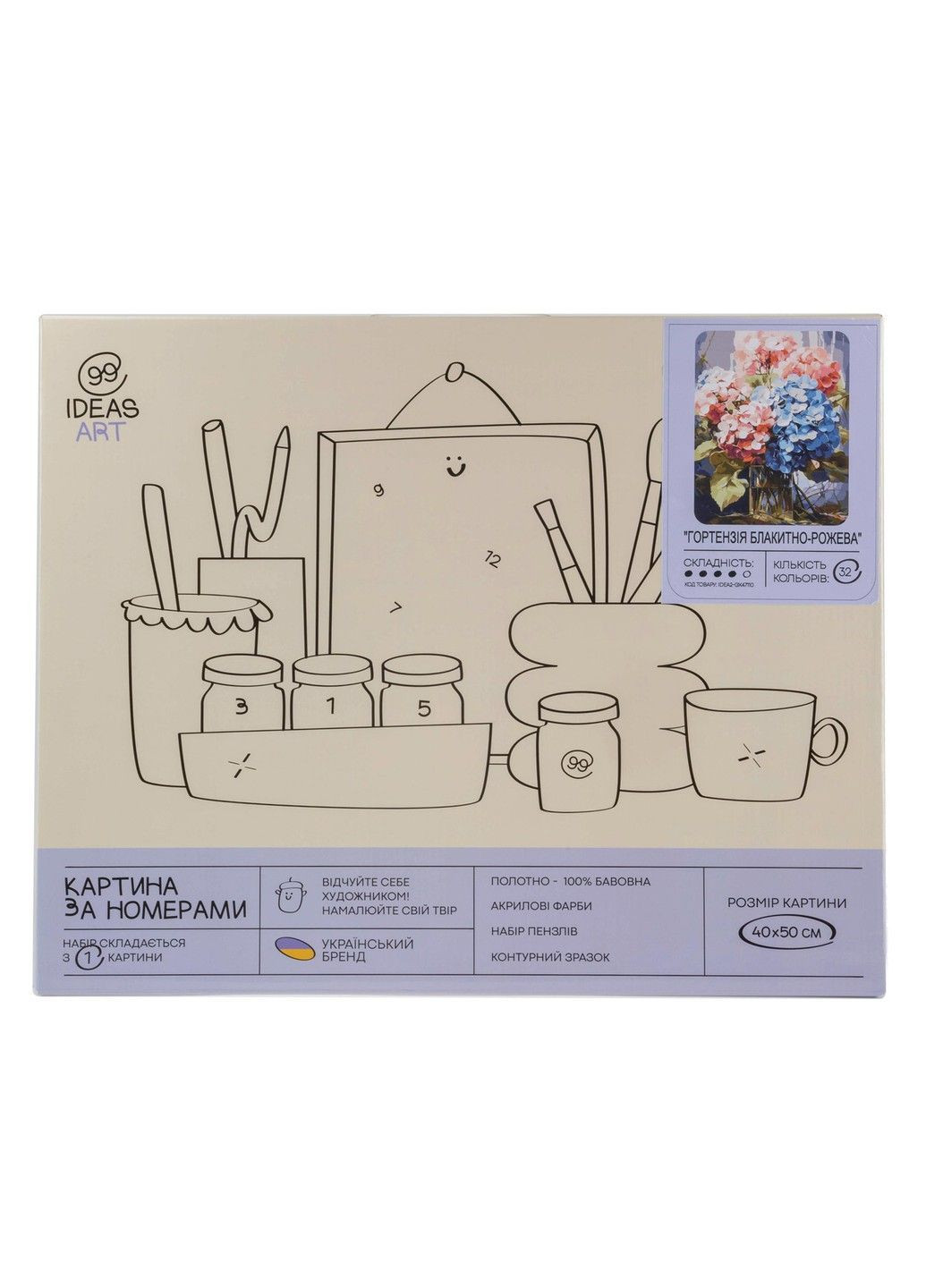 Набір для розпису по номерах "Гортензія блакитно-рожева" 40*50 см, IDEA2-GX47110, ТМ "" 99IDEAS (369734294)