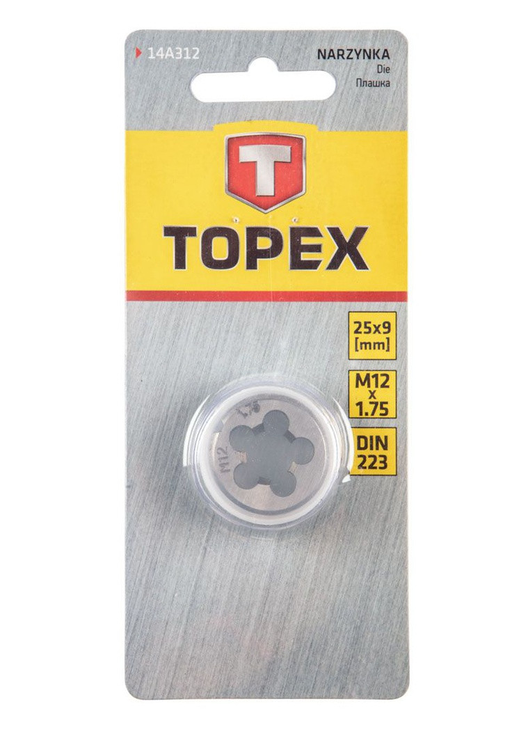 Плашка (M12, 25x9 мм) для нарезания внешней резьбы (22558) Topex (292312952)