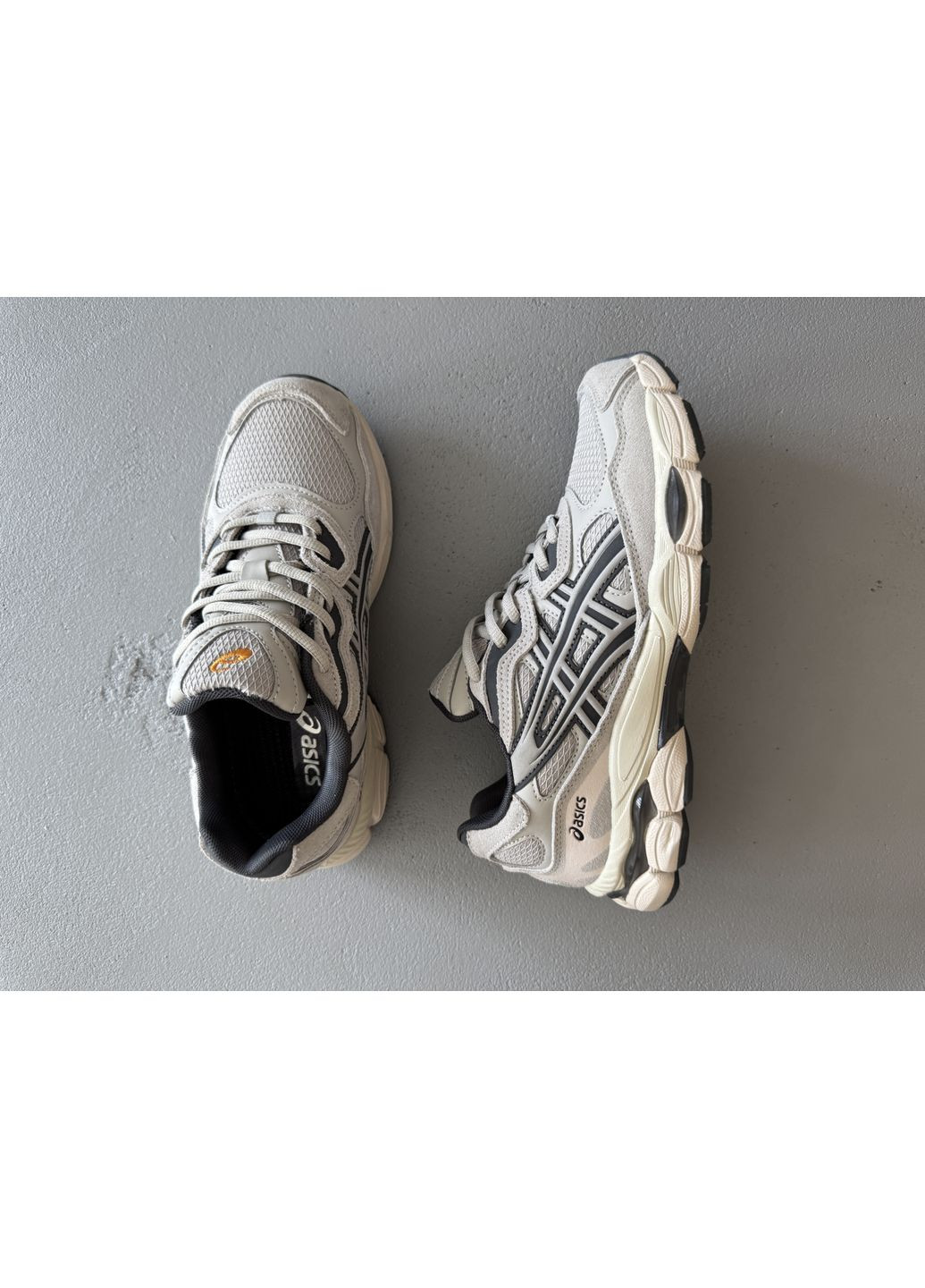 Сірі Осінні кросівки чоловічі asics gel-nyc beige / grey gore-tex асікс гель нюк No Brand