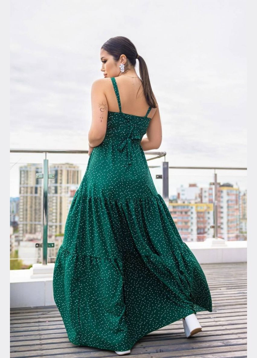 Зеленое кэжуал платье а-силуэт Veles в горошек