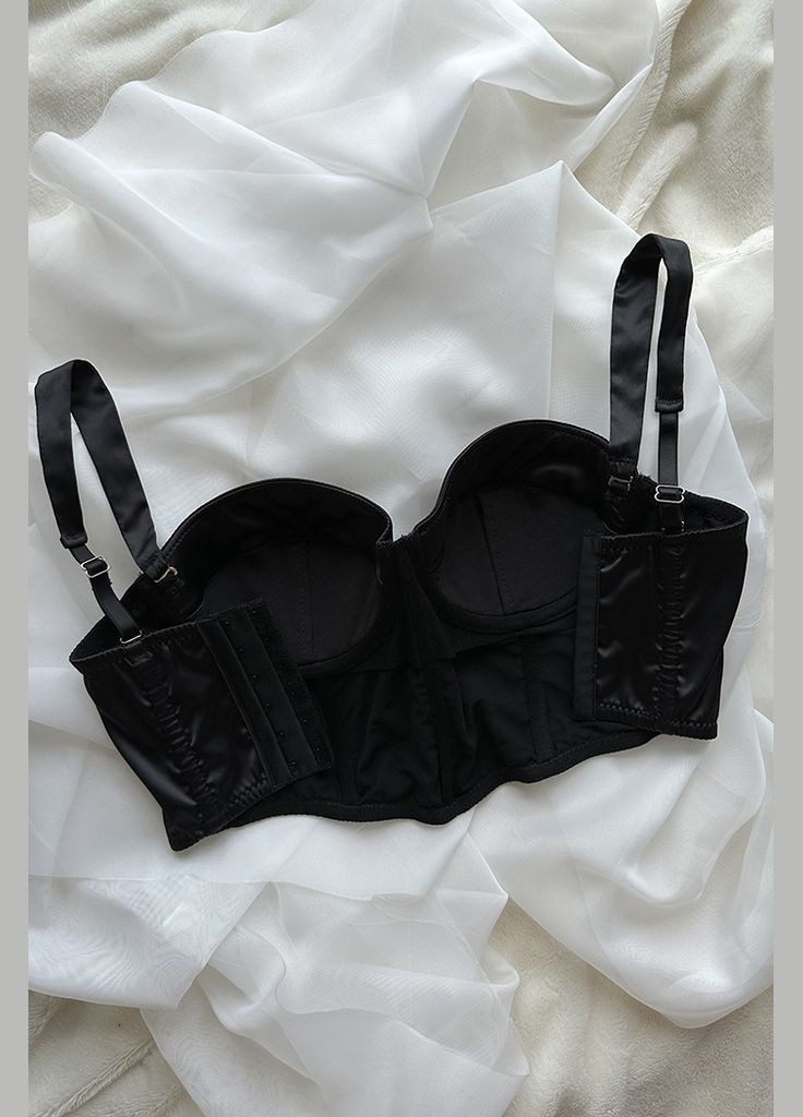 Корсет из сатина с чашкой Kari Shop Atelier Черный (183CO-32-bl) Ova Ova Brand (353916849)