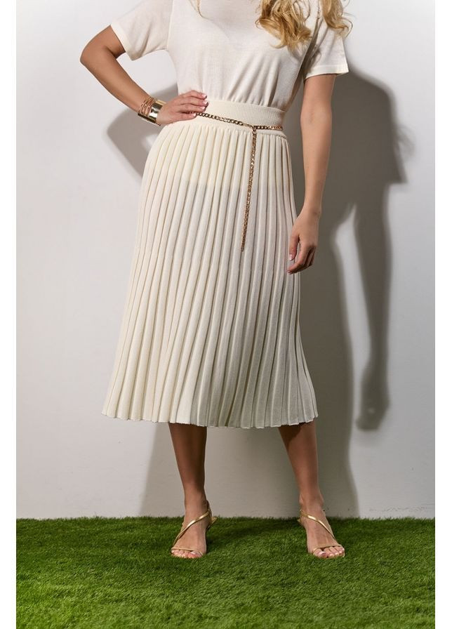 Молочная юбка плиссе короткая 2080 молочный Triko Bakh