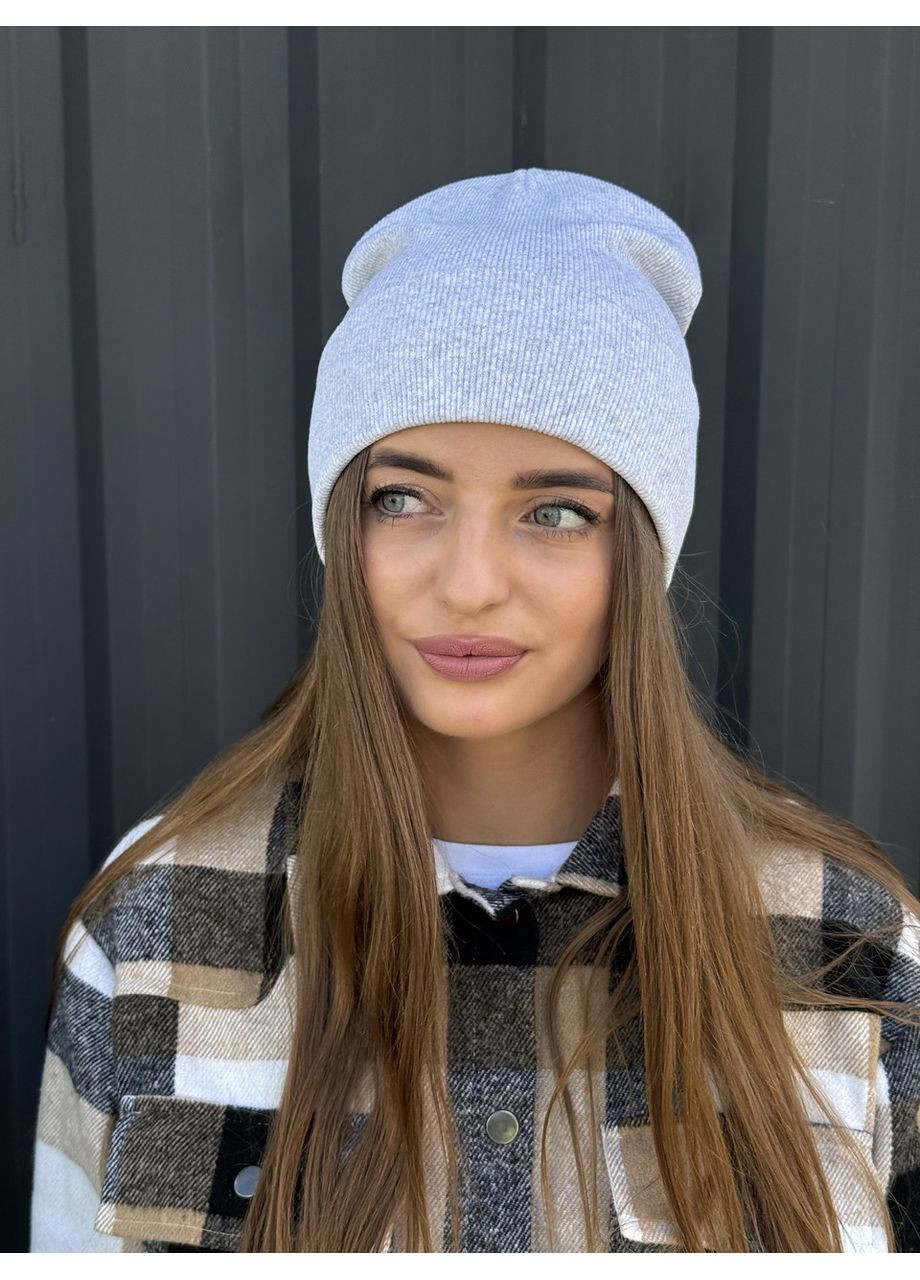 Жіноча демісезонна котонова базова шапка лопата світло-фіолетова STD (367581626)