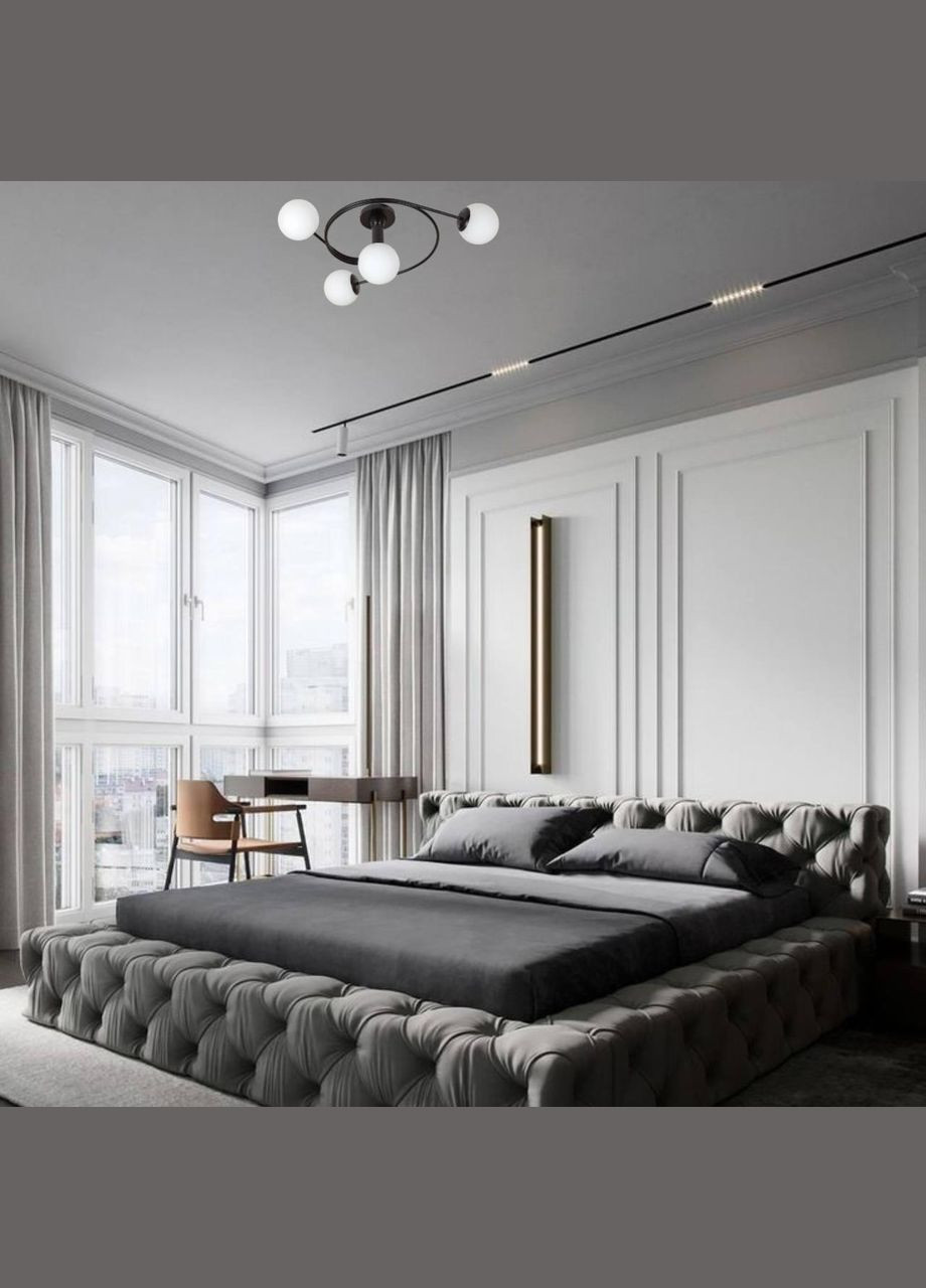 Чорна стельова люстра з кулями (61-LX04-4 BK+WH) No Brand (370069528)