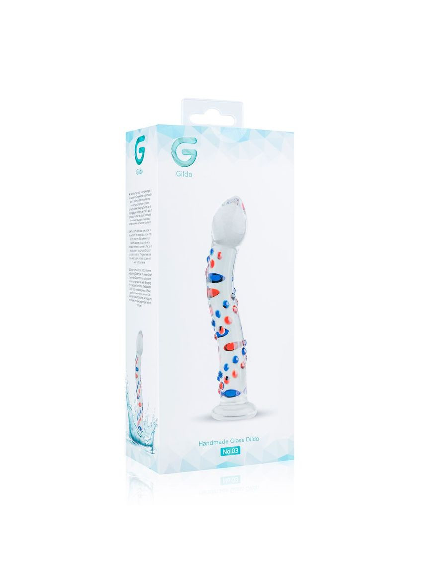 Стеклянный дилдо с изгибами и рисунком Glass Dildo No. 3 Gildo (335392457)