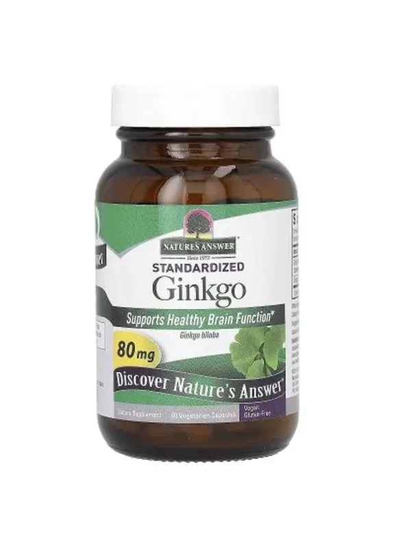 Травы Гинкго Билоба, 80 мг, Standardized Ginkgo, 60 вегетарианских капсул (NTA-16387) Nature's Answer (399677084)