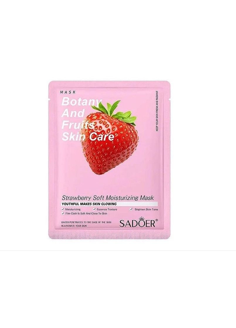 Тканевая маска для лица с клубникой Botany And Fruits Skin Care 25g (1466304-35143171) SADOER (368662328)