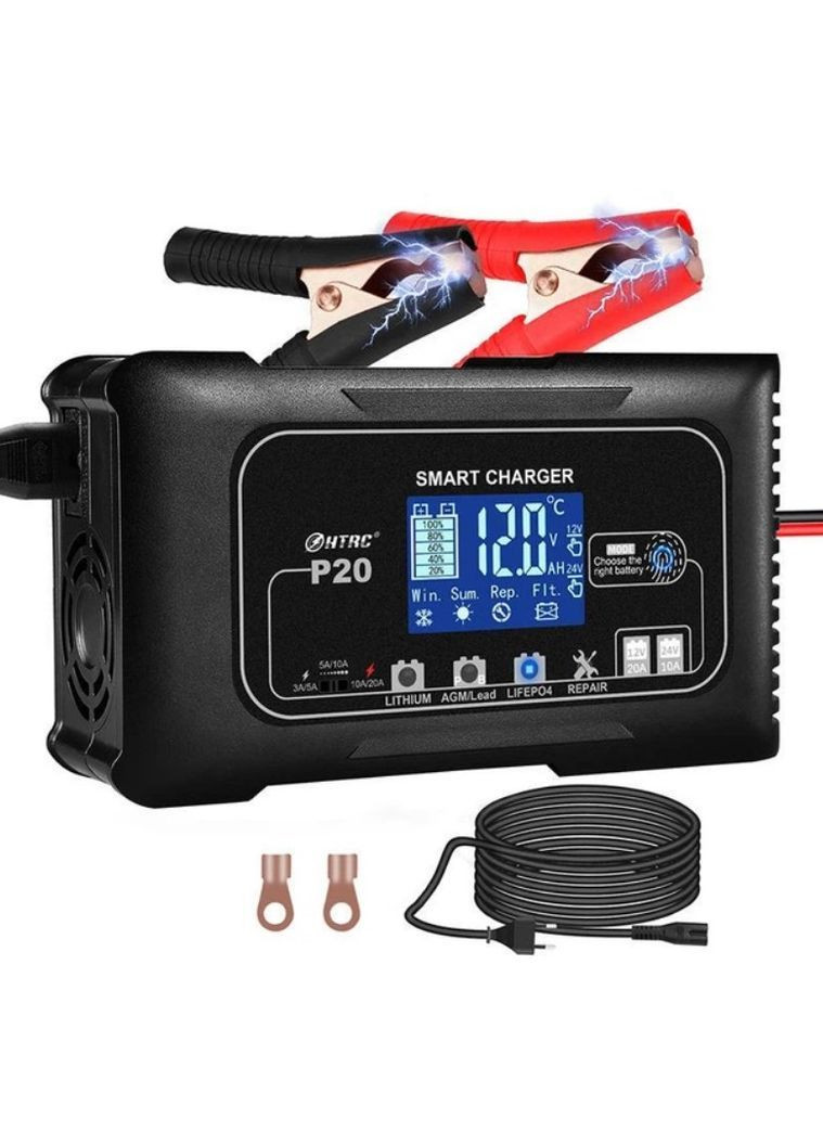 Імпульсний зарядний пристрій P20 струм 20A/10A/5A для 12 В і 24 В різних акумуляторів (2104618915) HTRC (372466653)