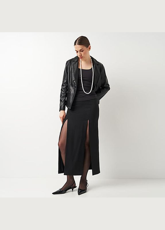 Чорна демісезонна женская куртка из искусственной кожи a-sona k100923bl Ricco Grande