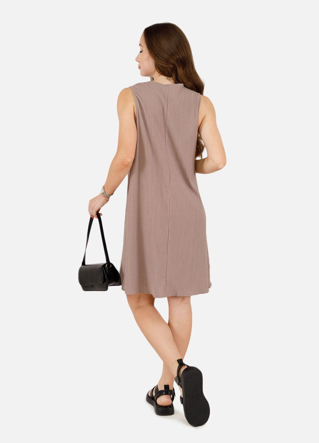 Кофейное женское платье цвет капучино цб-00252389 Mass