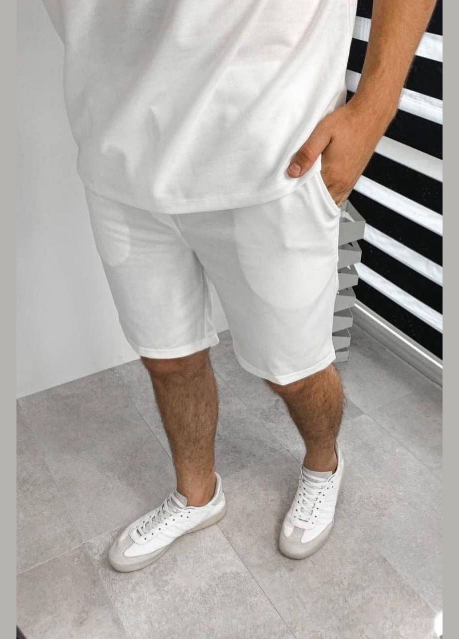 Белый летний спортивный костюм мужской белого цвета с шортами Let's Shop