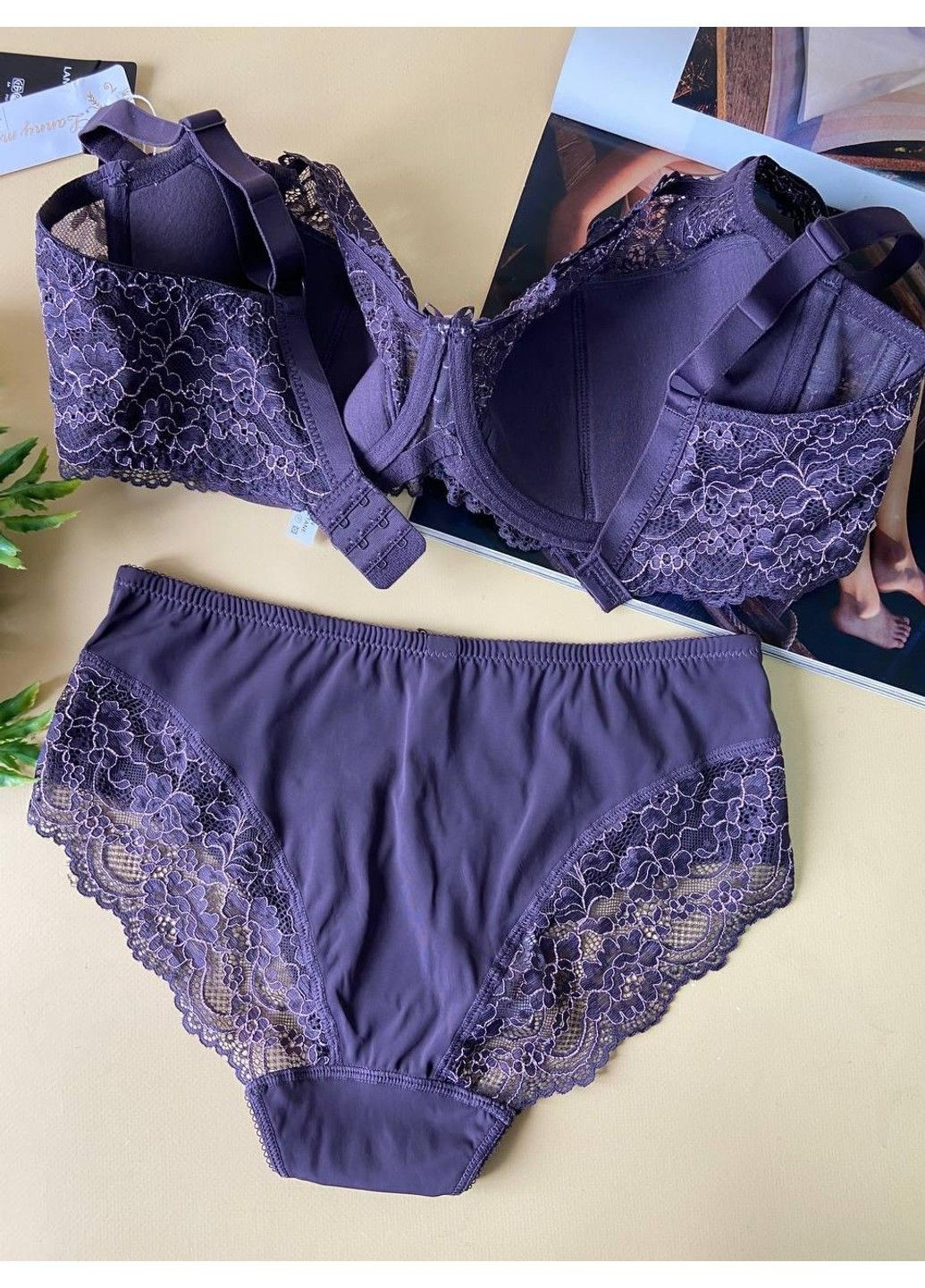 Фиолетовый женское сливовое нижнее белье комплект большого размера чашка е Lanny Mode