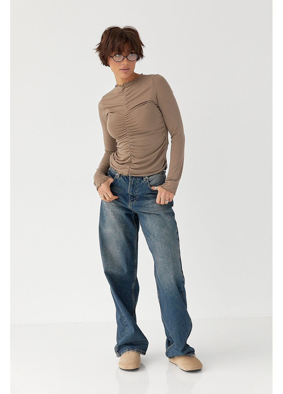 Жіночий лонгслів з хвилеподібною окантовкою Lurex (363555347)