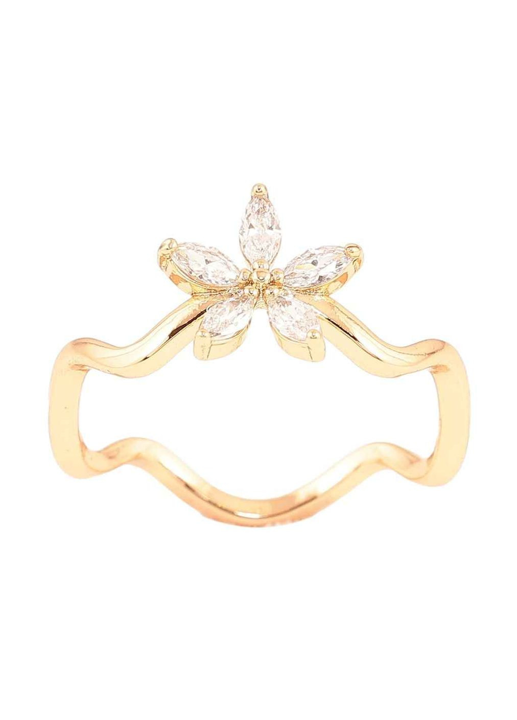Кольцо Позолота 18K «Хрустальный цветок на волнистой ветчине» (260961) р. Xuping Jewelry (356459048)