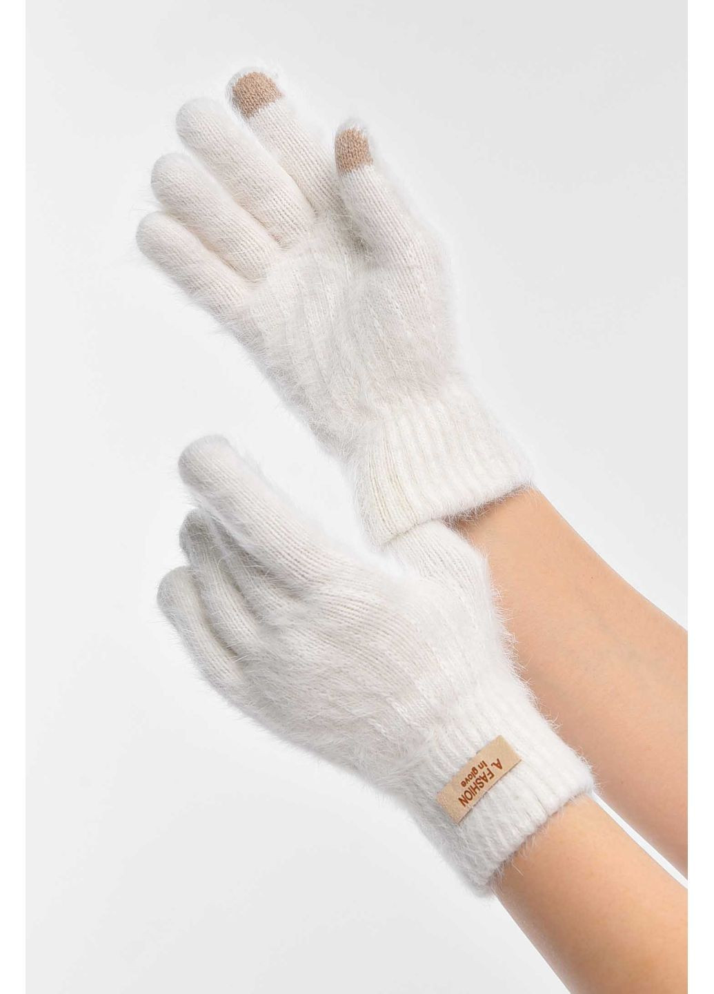 Рукавички жіночі сенсорні білого кольору Let's Shop (372919469)