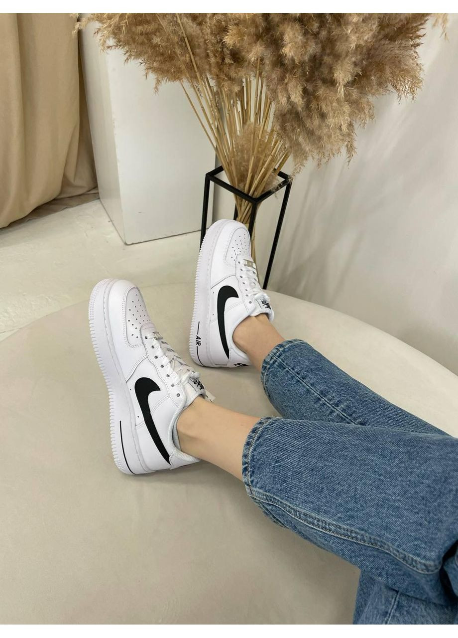КРОССОВКИ ЖЕНСКИЕ NIKE AIR FORCE 1 WHITE BLACK 4 НАЙК АИР ФОРС 1 ПРЕМИУМ No Brand чёрные демисезоны (367172700)
