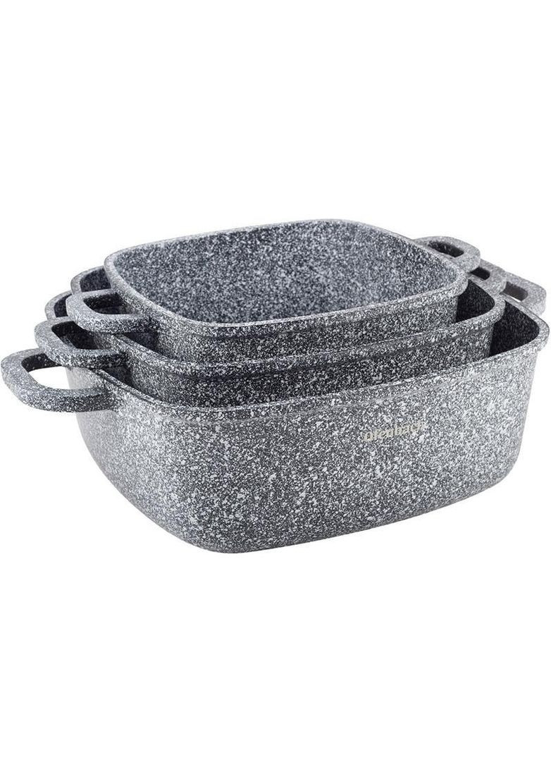 Набор 3 квадратные кастрюли Snow Marble 2.3л, 4.4л, 6.5л с двумя прихватками Ofenbach (330019525)