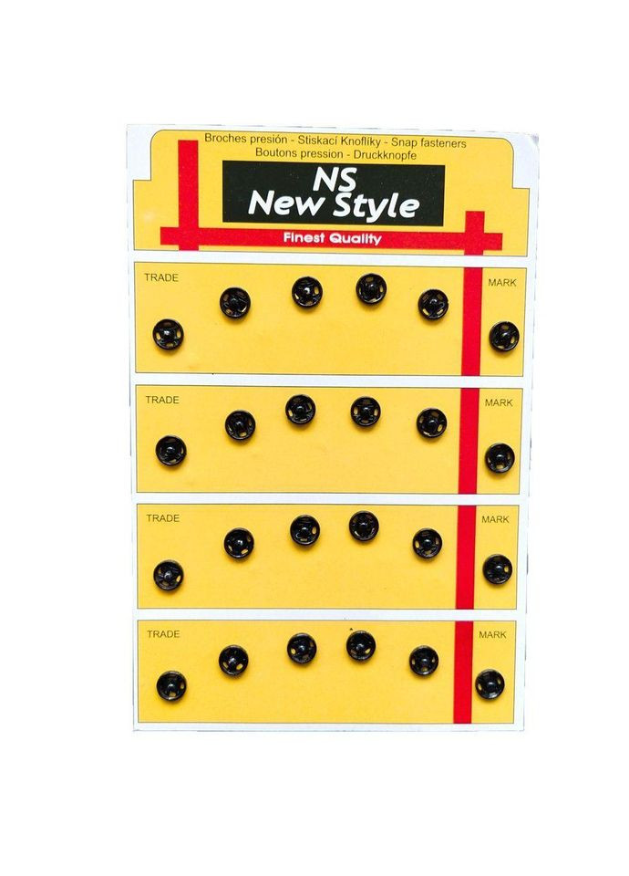 D=7,5мм, пришивные застежки-кнопки для одежды 24шт металл цвет черный Plus-plus (352751718)