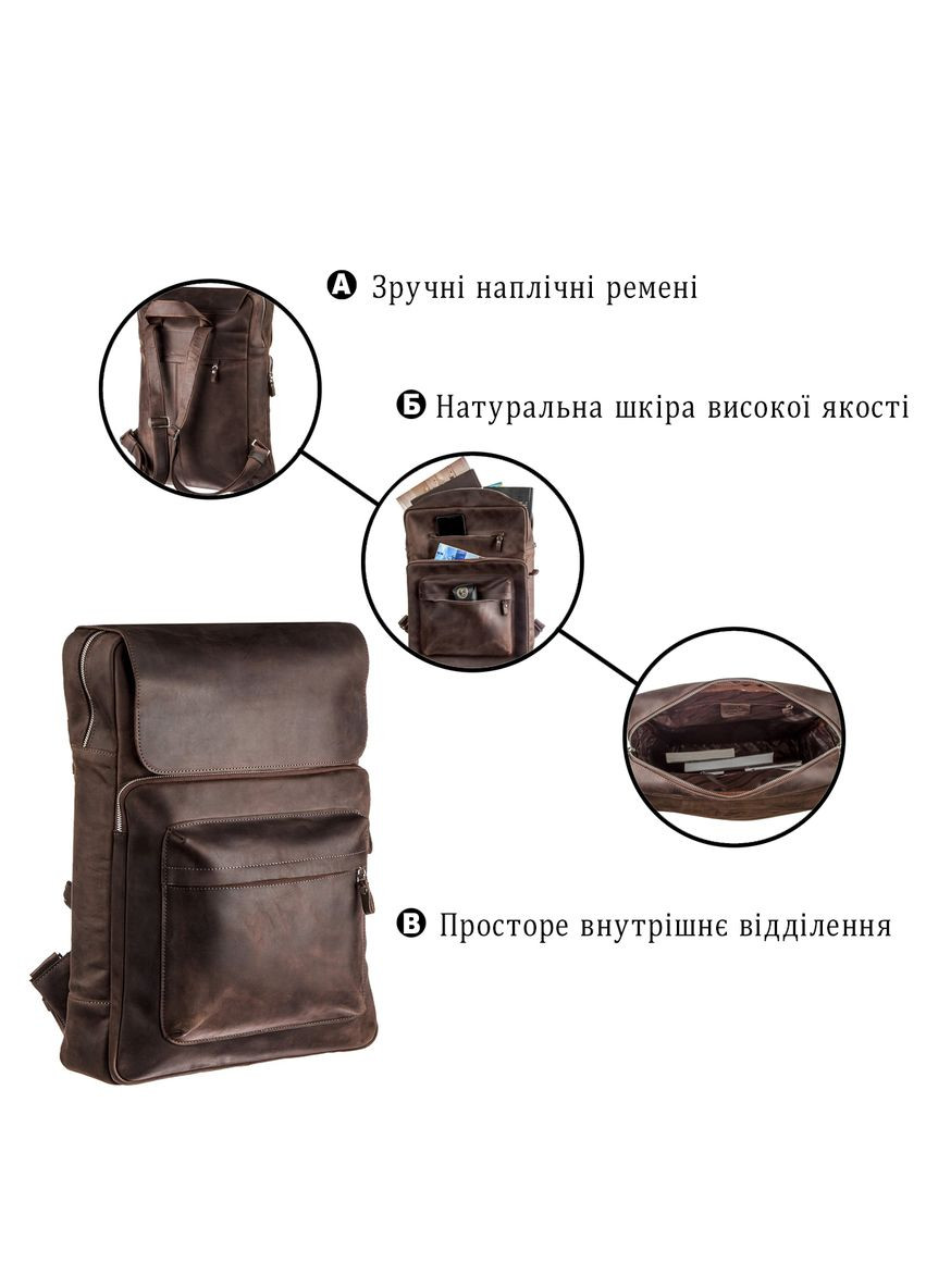 Чоловічий шкіряний рюкзак з кишенею для ноутбука SHVIGEL коричневий (sku_15307) No Brand (329860274)