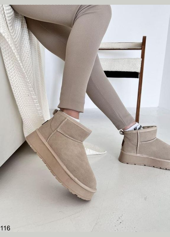 Бежевые угги на платформе, зимние сапоги, уги платформа Hengji (301872252)