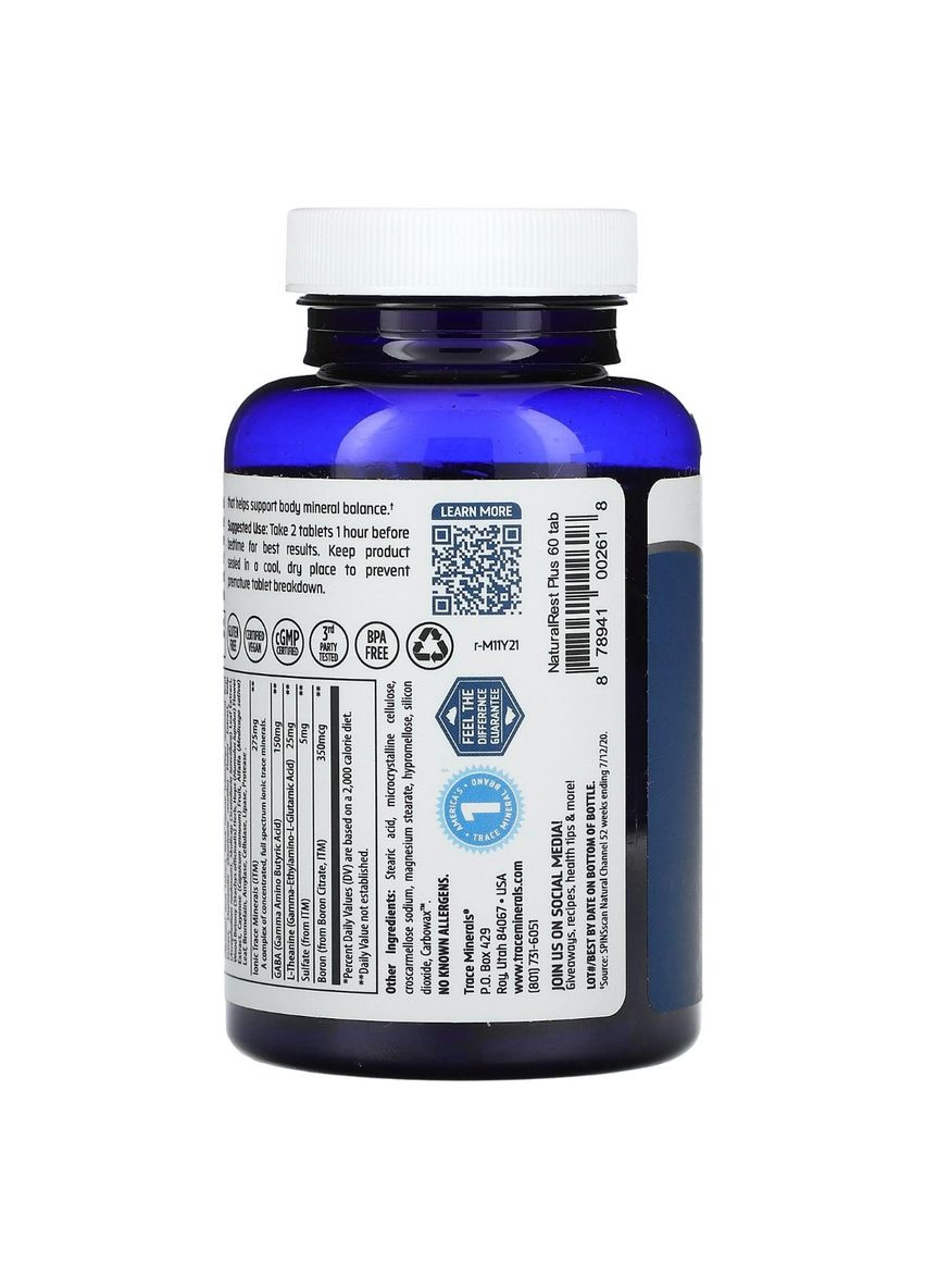 Спокійний сон та відновлення, NaturalRest Plus+,, 60 таблеток Trace Minerals Research (322741338)