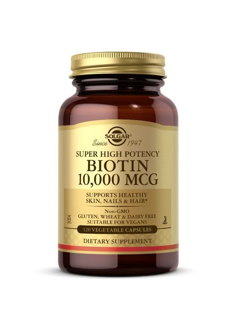 Витамины и минералы Biotin 10000 mcg, 120 вегакапсул Solgar (322209576)