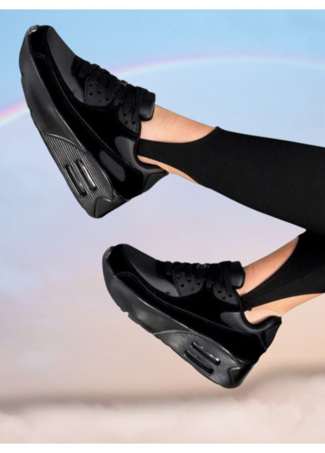 Жіночі чорні кросівки літні з екозамші та екошкіри на потовщеній підошві Viki Кросівки чорні літо (349821249)