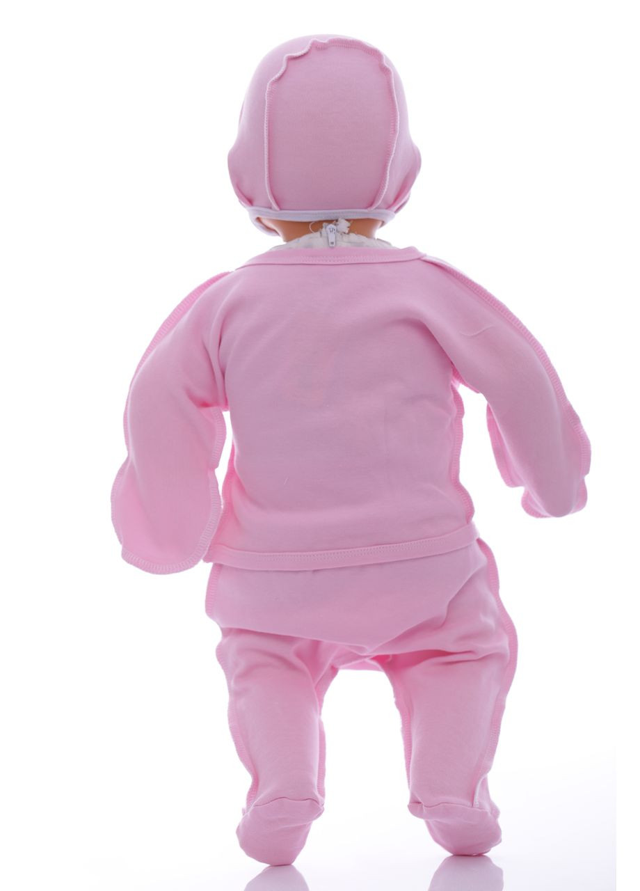 Рожевий демісезонний комплект розпашонка, повзунки, чепчик для дівчинки інтерлок рожевий 56 см (41967) BABYKROHA