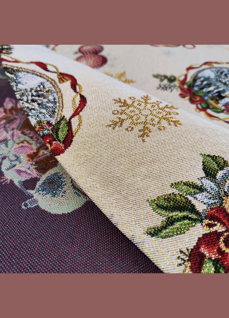 Гобеленова скатертина кругла з золотистою ниткою новорічна святкова скатертина для круглого столу 240 Maystat (306812344)