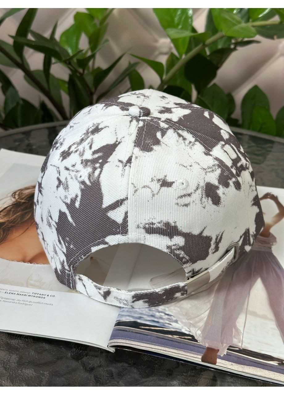 Кепка бейсболка пятнистая хлопковая стильная весенне-летняя унисекс бело-коричневая No Brand (350613243)