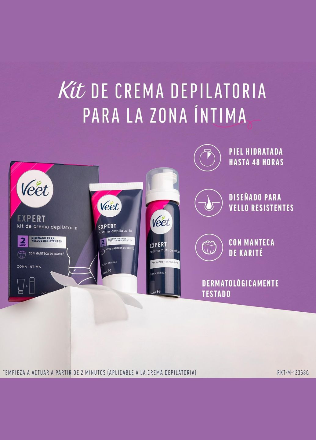 Жіночий набір для видалення волосся Expert для інтимних зон, крем 50 мл і пінка Multi-Benefits 50 мл Veet (346263330)