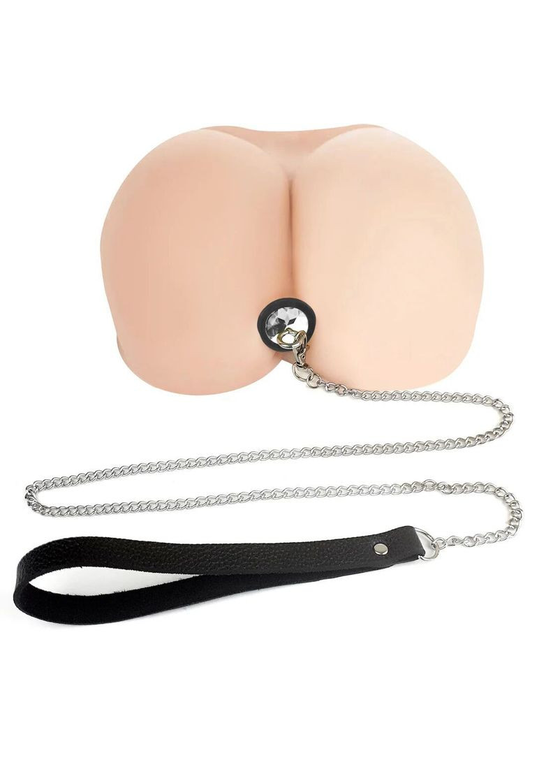 Силиконовая анальная пробка Art Sex Metal Anal Plug with Leash size L с поводком Black Art of Sex (335387754)