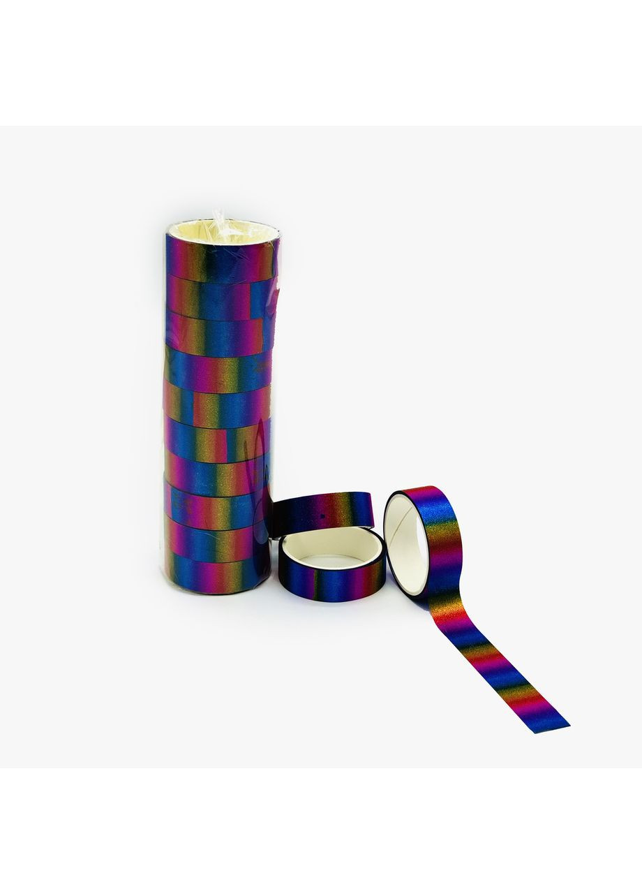 Декоративний голографічний скотч мультиколір 1,3×300 см у тубі — для творчості, паковання, декору No Brand (366197655)