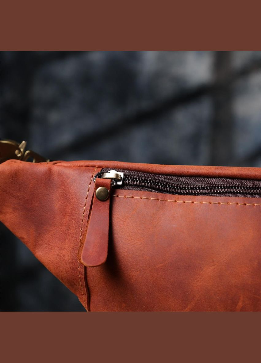 Сумка на пояс через плече шкіряна чоловіча Рудий 35550 Shvigel (334674002)