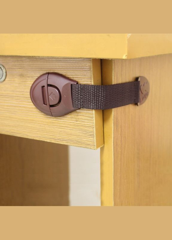 Замки блокатори Замки для захисту від дітей 1 шт, Захист на меблі від дітей тканинні Коричневий LELUNO (312000266)