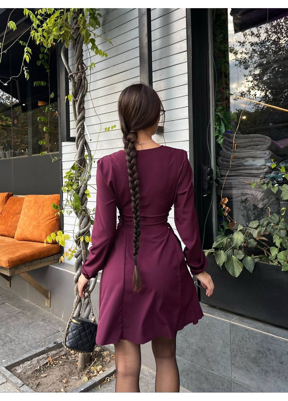 Бордовое коктейльное платье с завязками — замер в описании GD/GL Модний простір однотонное