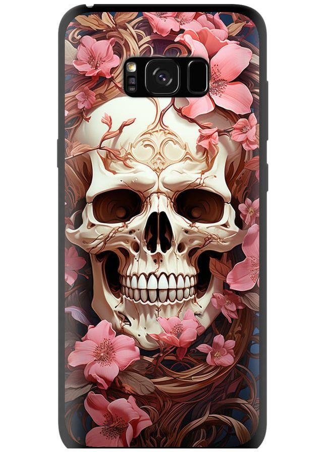 TPU чорний чохол 'Череп у рожевих квітах' для Endorphone Samsung Galaxy S8 Plus (281474774)