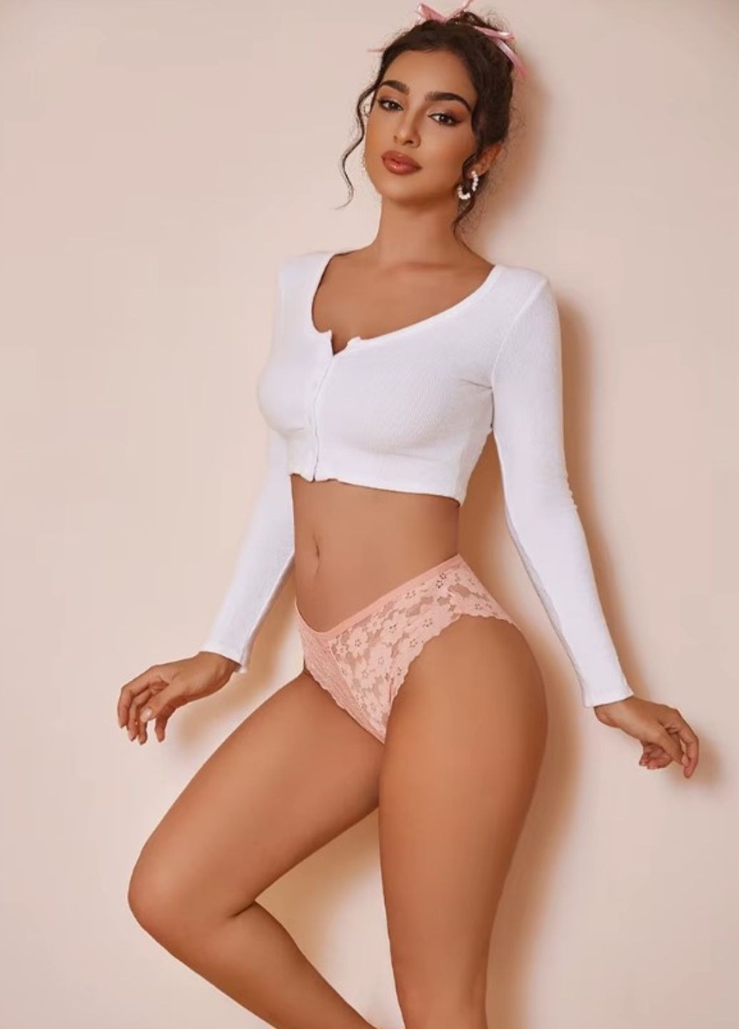 Женские кружевные трусики слипы Fine Chamomile (1838-44-01) Белый M Finetoo (332005407)