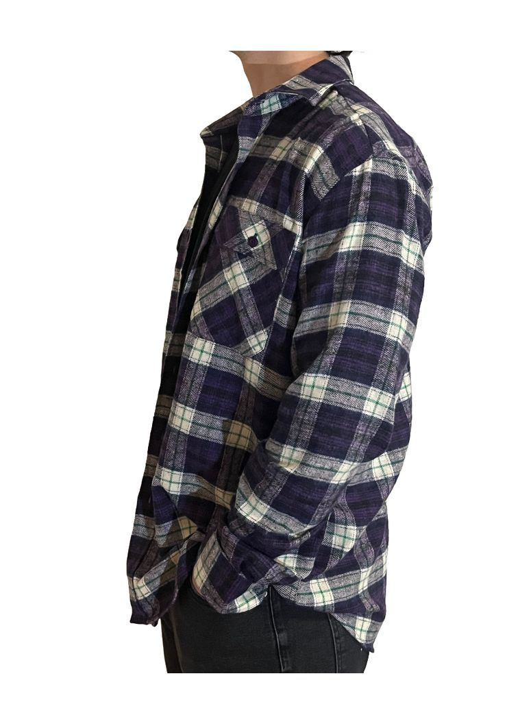 Темно-фиолетовая кэжуал рубашка в клетку No Brand