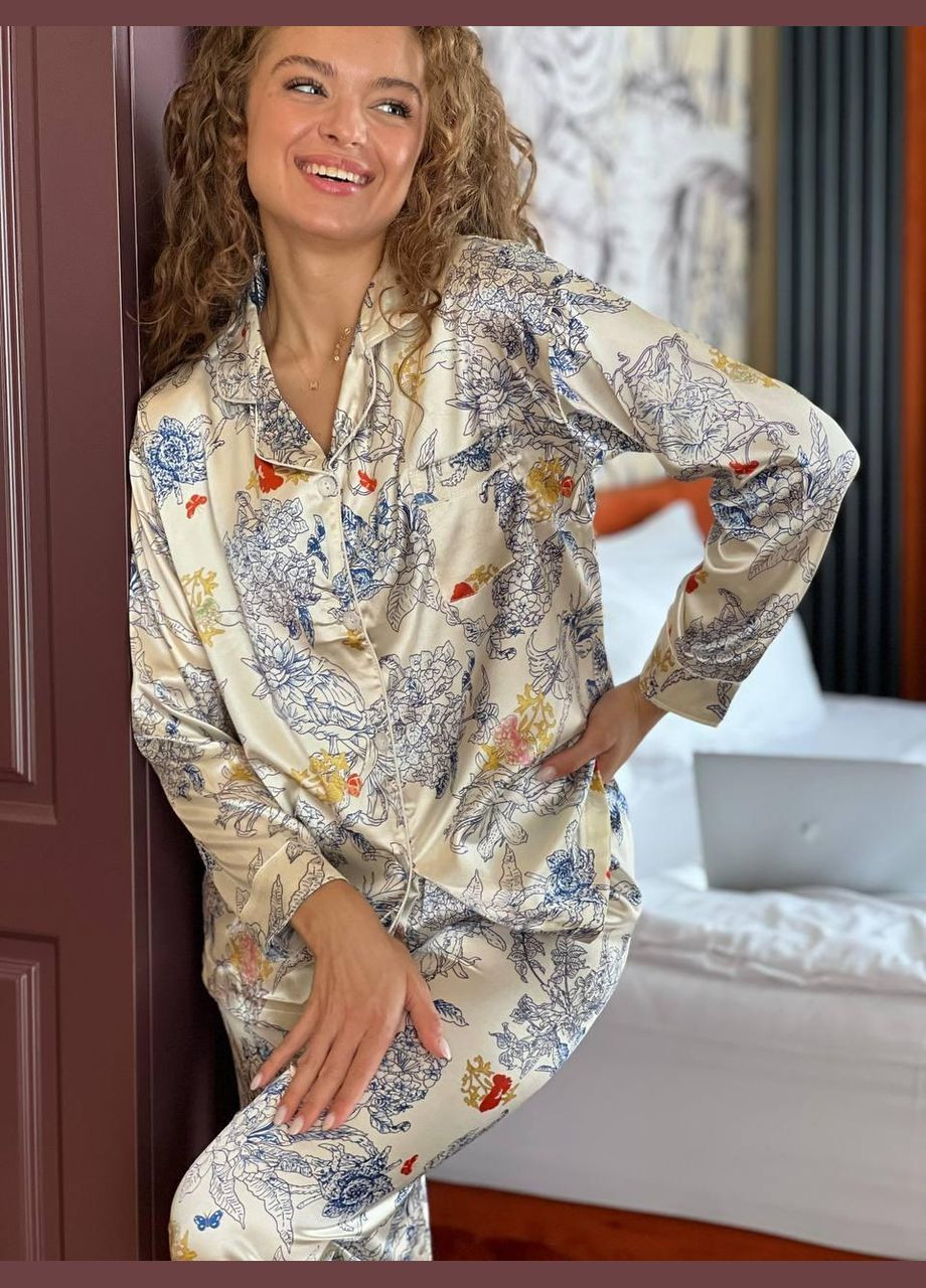 Комбинированная всесезон женская пижама 2477 (молочная) No Brand